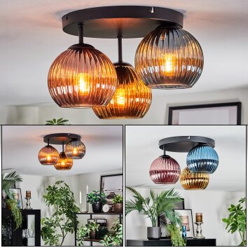 Koyoto Plafoniera, Lampada a sfera 30 cm Blu, Oro, Ramato, 3-Luci