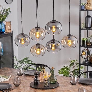 Apedo Lampadario a sospensione, Lampada a sfera, Lampada a sospensione Ambrato, Chiaro, Grigio fumo, 6-Luci