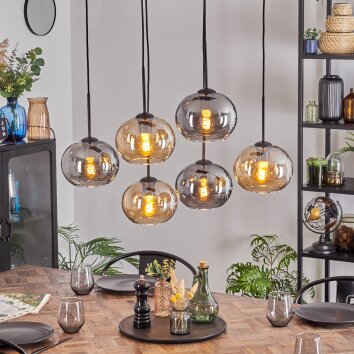 Apedo Lampadario a sospensione, Lampada a sfera, Lampada a sospensione Ambrato, Grigio fumo, 6-Luci