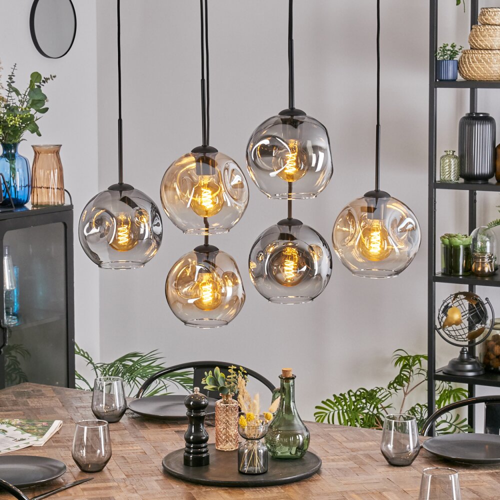 Ripoll Lampadario a sospensione, Lampada a sfera, Lampada a sospensione Ambrato, Chiaro, Grigio fumo, 6-Luci main product photo