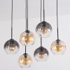 Koyoto Lampadario a sospensione, Lampada a sfera, Lampada a sospensione Ambrato, Chiaro, Grigio fumo, 6-Luci