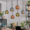 Koyoto Lampadario a sospensione, Lampada a sfera, Lampada a sospensione Blu, Verde, Ramato, 6-Luci
