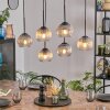 Koyoto Lampadario a sospensione, Lampada a sfera, Lampada a sospensione Ambrato, Chiaro, Grigio fumo, 6-Luci