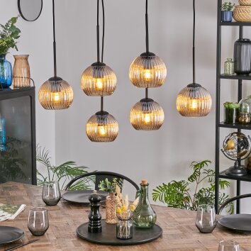 Koyoto Lampadario a sospensione, Lampada a sfera, Lampada a sospensione Ambrato, 6-Luci