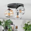 Koyoto Plafoniera, Lampada a sfera Ambrato, Chiaro, Grigio fumo, 3-Luci