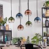 Koyoto Lampadario a sospensione, Lampada a sfera, Lampada a sospensione Blu, Verde, Chiaro, Ramato, 6-Luci