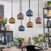 Koyoto Lampadario a sospensione, Lampada a sfera, Lampada a sospensione Blu, Oro, Ramato, 6-Luci