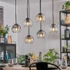Koyoto Lampadario a sospensione, Lampada a sfera, Lampada a sospensione Ambrato, Chiaro, Grigio fumo, 6-Luci
