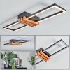 Macos Plafoniera LED Aspetto del legno, Nero, 1-Luce