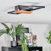 Macos Plafoniera LED Aspetto del legno, Nero, 1-Luce