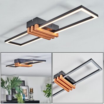 Macos Plafoniera LED Aspetto del legno, Nero, 1-Luce