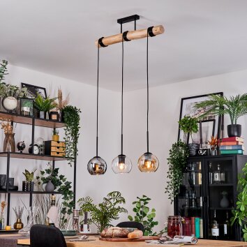 Koyoto Lampadario a sospensione, Lampada a sfera, Lampada a sospensione Écru, Nero, 3-Luci