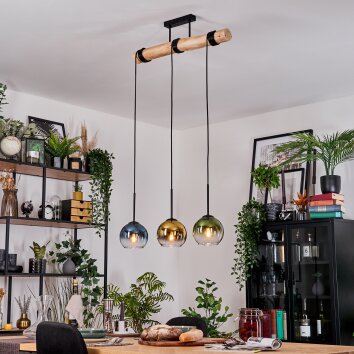 Koyoto Lampadario a sospensione, Lampada a sfera, Lampada a sospensione Écru, Nero, 3-Luci Koyoto Lampadario a sospensione, Lampada a sfera, Lampada a sospensione Écru, Nero, 3-Luci