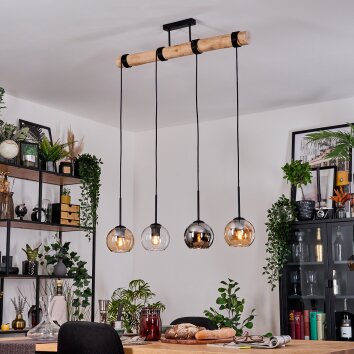 Koyoto Lampadario a sospensione, Lampada a sfera, Lampada a sospensione Écru, Nero, 4-Luci