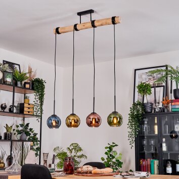 Koyoto Lampadario a sospensione, Lampada a sfera, Lampada a sospensione Écru, Nero, 4-Luci
