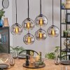 Koyoto Lampadario a sospensione, Lampada a sfera, Lampada a sospensione Cromo, Chiaro, Grigio fumo, 6-Luci
