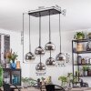 Koyoto Lampadario a sospensione, Lampada a sfera, Lampada a sospensione Cromo, Chiaro, Grigio fumo, 6-Luci