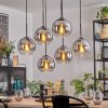 Koyoto Lampadario a sospensione, Lampada a sfera, Lampada a sospensione Cromo, Chiaro, Grigio fumo, 6-Luci