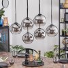 Koyoto Lampadario a sospensione, Lampada a sfera, Lampada a sospensione Cromo, Chiaro, Grigio fumo, 6-Luci