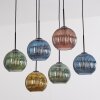 Koyoto Lampadario a sospensione, Lampada a sfera, Lampada a sospensione Blu, Oro, Verde, Ramato, 6-Luci