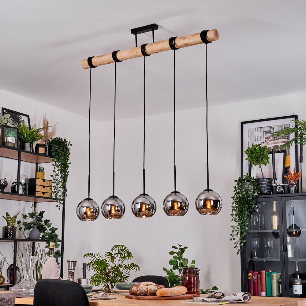 Koyoto Lampadario a sospensione, Lampada a sfera, Lampada a sospensione Écru, Nero, 5-Luci main product photo