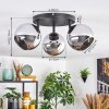 Koyoto Plafoniera, Lampada a sfera Cromo, Grigio fumo, 3-Luci