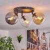 Gastor Plafoniera, Lampada a sfera Ambrato, Cromo, Chiaro, Grigio fumo, 3-Luci