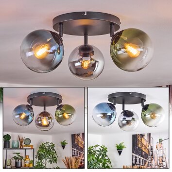 Gastor Plafoniera, Lampada a sfera Blu, Cromo, Verde, Chiaro, Grigio fumo, 3-Luci