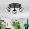 Chehalis Plafoniera, Lampada a sfera Chiaro, Grigio fumo, 3-Luci