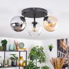 Koyoto Plafoniera, Lampada a sfera Ambrato, Cromo, Chiaro, Grigio fumo, 3-Luci