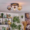 Koyoto Plafoniera, Lampada a sfera Ambrato, Cromo, Chiaro, Grigio fumo, 3-Luci