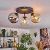 Koyoto Plafoniera, Lampada a sfera Ambrato, Cromo, Chiaro, Grigio fumo, 3-Luci
