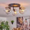 Koyoto Plafoniera, Lampada a sfera Ambrato, Chiaro, Grigio fumo, 3-Luci