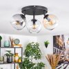 Koyoto Plafoniera, Lampada a sfera Ambrato, Chiaro, Grigio fumo, 3-Luci
