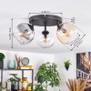 Koyoto Plafoniera, Lampada a sfera Ambrato, Chiaro, Grigio fumo, 3-Luci