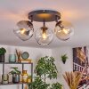 Koyoto Plafoniera, Lampada a sfera Ambrato, Chiaro, Grigio fumo, 3-Luci