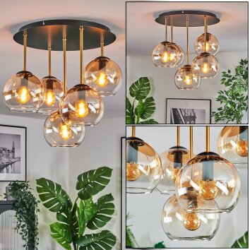 Koyoto Plafoniera, Lampada a sfera Ottone, Nero, 5-Luci