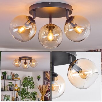 Koyoto Plafoniera, Lampada a sfera Ambrato, Chiaro, 3-Luci