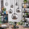 Koyoto Lampadario a sospensione, Lampada a sfera, Lampada a sospensione Cromo, Grigio fumo, 5-Luci
