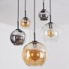 Koyoto Lampadario a sospensione, Lampada a sfera, Lampada a sospensione Ambrato, Cromo, Chiaro, Grigio fumo, 5-Luci