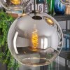 Koyoto Lampadario a sospensione, Lampada a sfera, Lampada a sospensione Cromo, Chiaro, Grigio fumo, 5-Luci