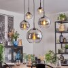 Koyoto Lampadario a sospensione, Lampada a sfera, Lampada a sospensione Cromo, Chiaro, Grigio fumo, 5-Luci