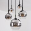 Koyoto Lampadario a sospensione, Lampada a sfera, Lampada a sospensione Cromo, Chiaro, Grigio fumo, 5-Luci