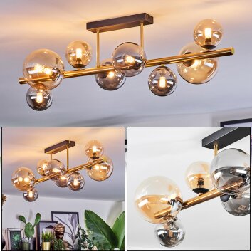 Chehalis Plafoniera, Lampada a sfera Oro, Nero, 8-Luci
