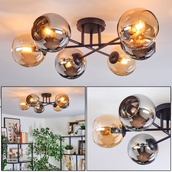 Koyoto Plafoniera, Lampada a sfera 59 cm Ambrato, Cromo, Grigio fumo, 6-Luci