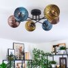 Koyoto Plafoniera, Lampada a sfera 59 cm Blu, Oro, Ramato, 6-Luci