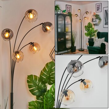 Koyoto Lampada a sfera, Lampada da terra Ambrato, Chiaro, Grigio fumo, 5-Luci