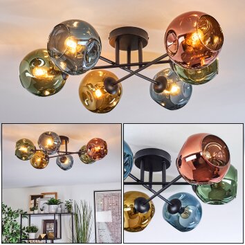 Ripoll Plafoniera, Lampada a sfera Blu, Oro, Verde, Ramato, 6-Luci