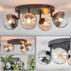 Chehalis Plafoniera, Lampada a sfera Ambrato, Chiaro, Grigio fumo, 4-Luci