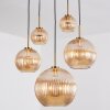 Koyoto Lampadario a sospensione, Lampada a sfera, Lampada a sospensione Oro, Nero, 5-Luci